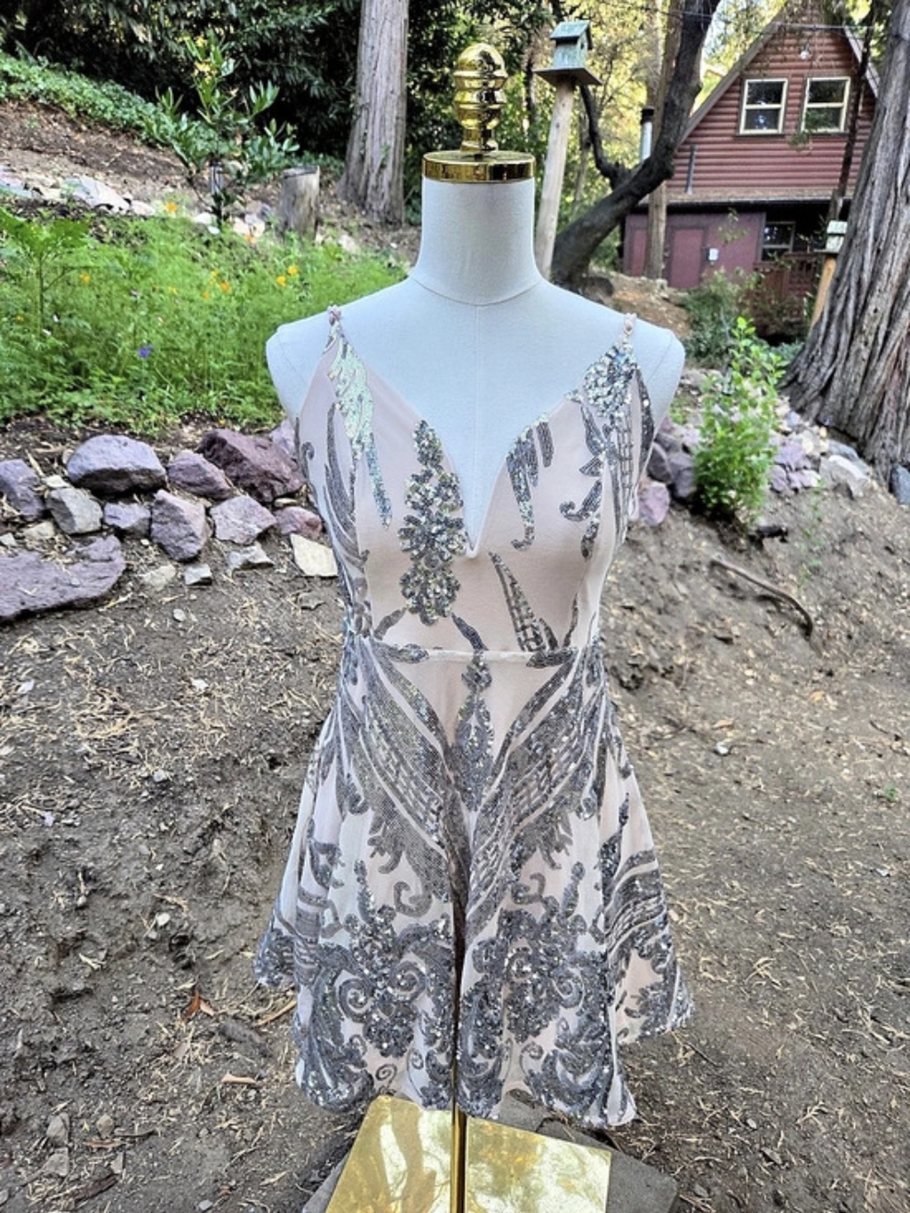 Windsor Sequin Paisley Party Cocktail Mini Dress